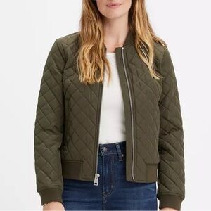 Levi’s Diamond Quilted Bomber Jacket – Women’s Size S – Olive Green